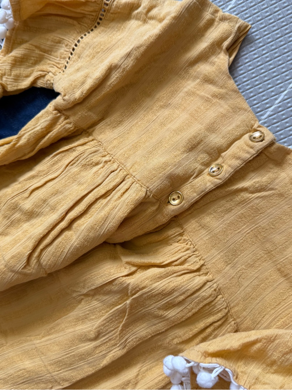 Tommy Bahamas|Baby girl/toddler set,Mustard floral Embroidered Top & biker Short - Picture 5 of 7